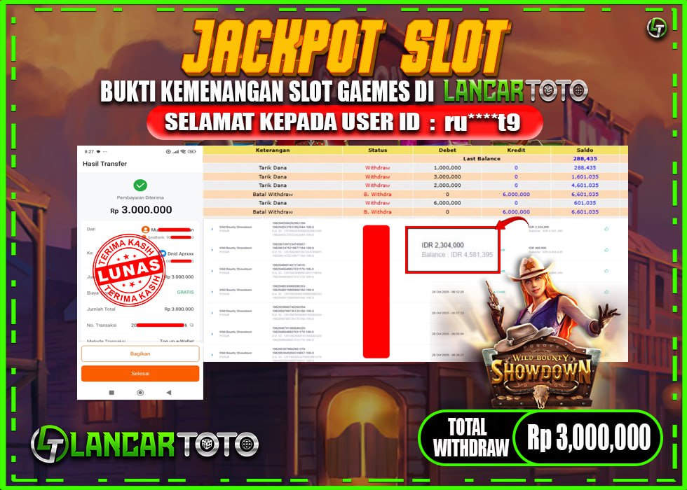 LANCARTOTO JACKPOT SLOT WILD BOUNTY SHOWDOWN! Rp.3,000.000.,- LUNAS